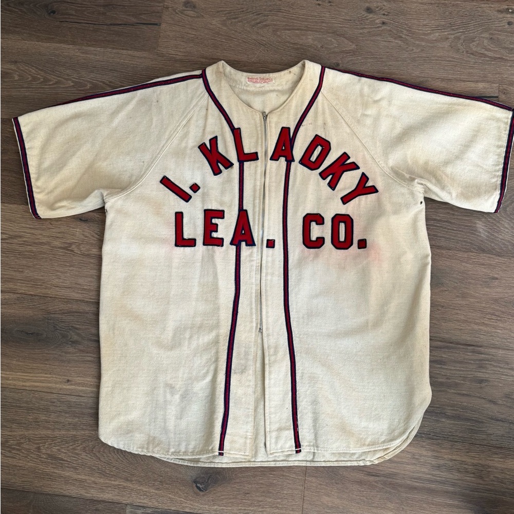 Vintage wool zip front Baseball Jersey